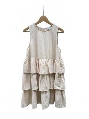 En Saison Viggo Tiered Mini Dress In Natural - Size Small